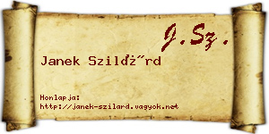 Janek Szilárd névjegykártya